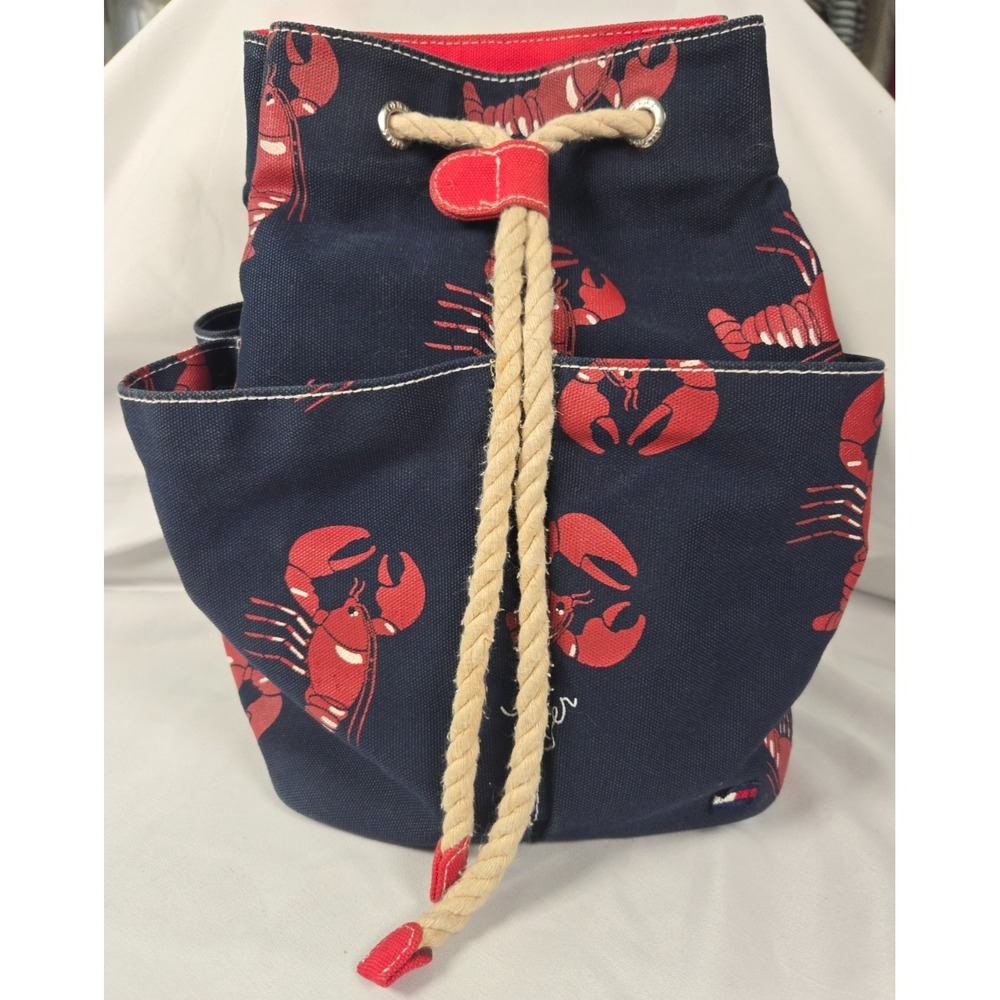 Tommy Hilfiger Lobster Print Canvas Backpack Nautical Coastal Bag